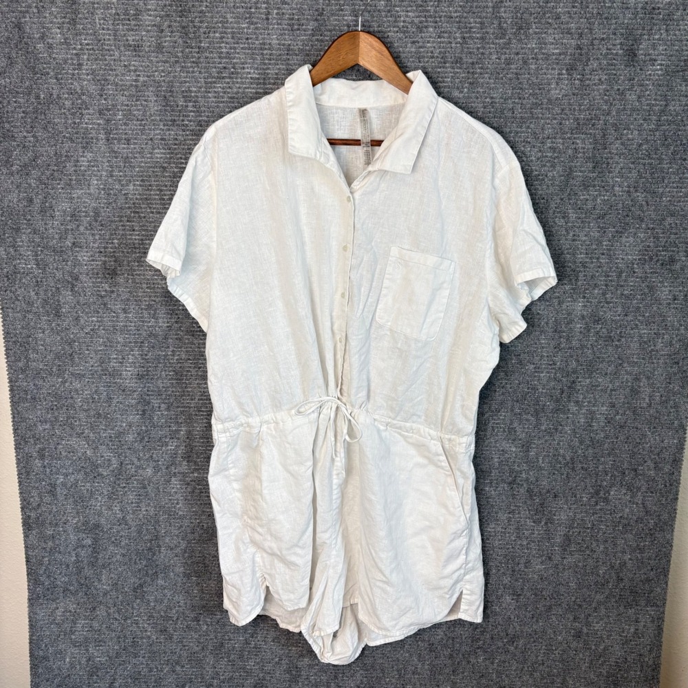Victoria's Secret White Short-Sleeve Drawstring Romper